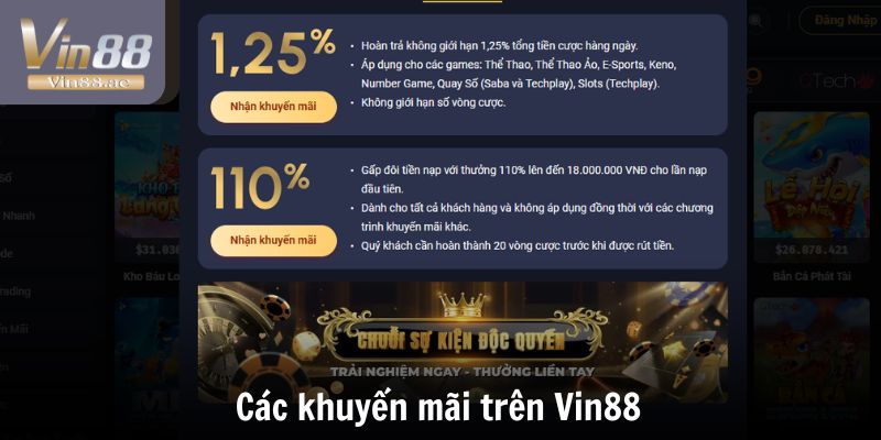 VIN88 Có Lừa Đảo Không - Cân Nhắc Trước Khi Đặt Cược 4 Các khuyến mãi trên Vin88