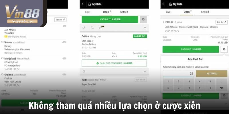 Không tham quá nhiều lựa chọn ở cược xiên